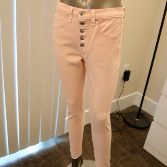Veronica Beard Denim - Veronica Beard Jeans Pink Debbie 10" Skinny Denim Button Fly Size 26/28 Waist